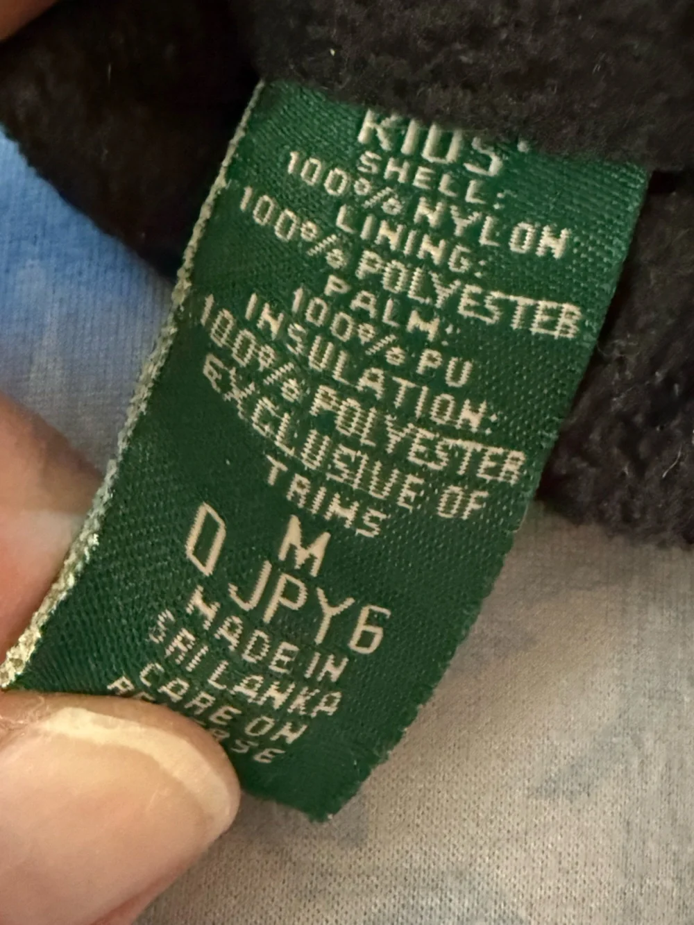 L.L. Bean Kids Winter Sports Thinsulate Gloves Nylon Leather Fleece Cuff Size M